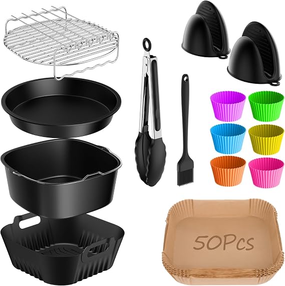 15-Piece Airfryer Accessories for Philips Airfryer XXL (HD9285/90 HD9876/90 HD9650/90) NINJA MAX PRO 6.2L AF180EU Hot Air Fryer Accessories Air Fryer Accessories for Cosori XXL BPA-Free Reusable