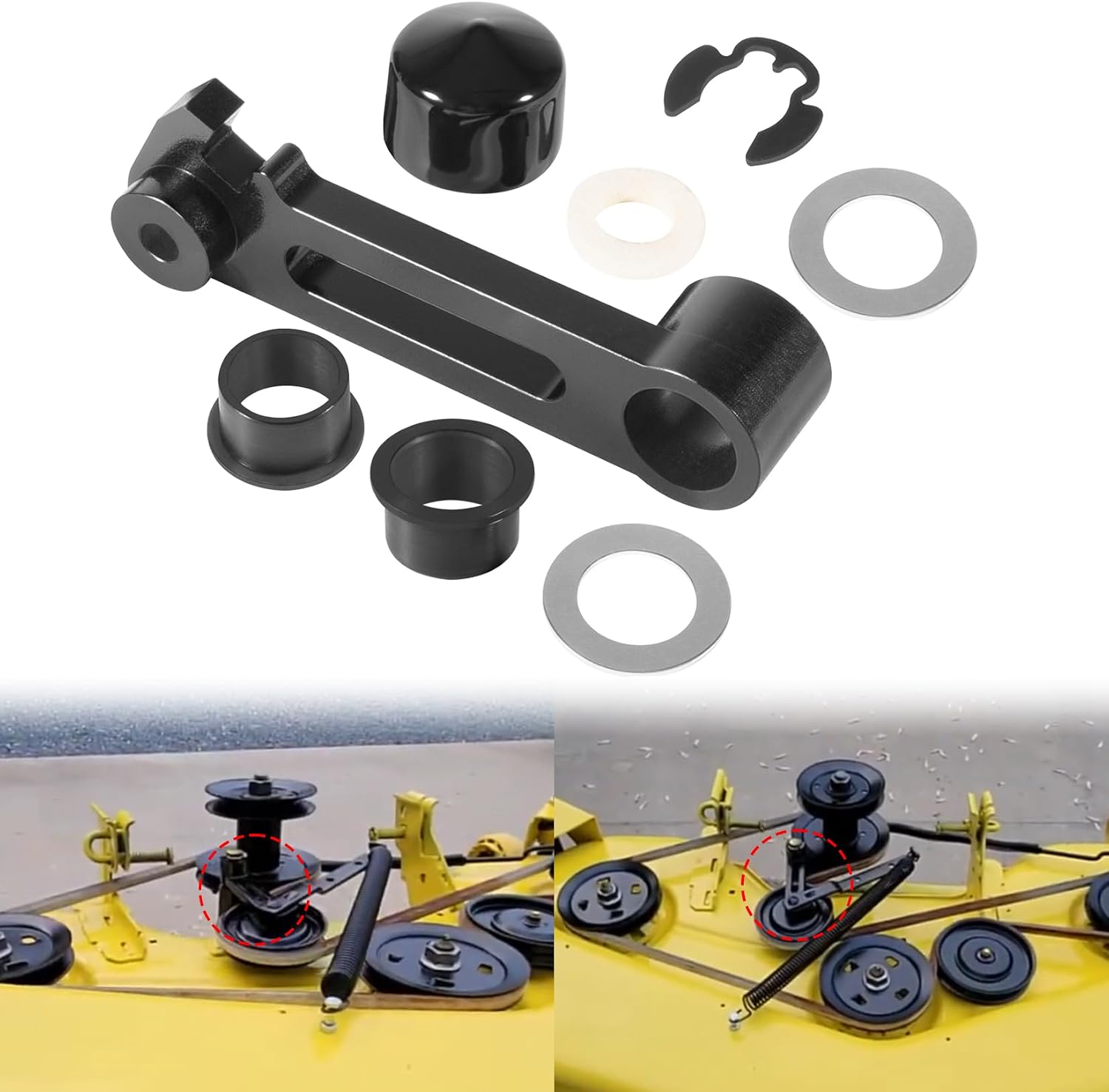M143350 M111358 M131119 24H1184 T40189 M122350 Deck Idler Arm Ternsioner & Bushing Rebuild Kit Fits for John Deere 48C 54C GT LX GX Scotts Sabre Tractor Lawn Mowers