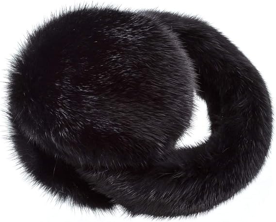 surell Real Mink Womens Earmuff Fur Halo Band - Real Fur Ear Warmer - Thick Plush Outdoor Headwear for Cold Weather
