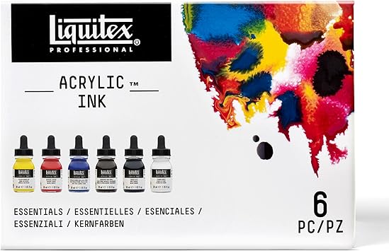 Liquitex Professional Acrylic Ink, 1-oz 30ml, Essential Color Set, Set of 6