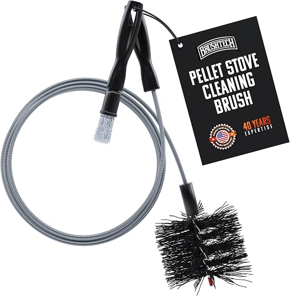 Brushtech Pellet Stove Cleaning Brush Kit, 3 inch Vent Pipe, 10 ft Rod