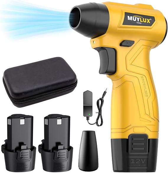 Led Air Duster, Mini Compressed Air Duster, 135000RPM Power Electric Air Duster Hand Held, Breeze Electric Blowers with Led, Cordless Dust Blower for Computer, Keyboard, House, 2 Batteries