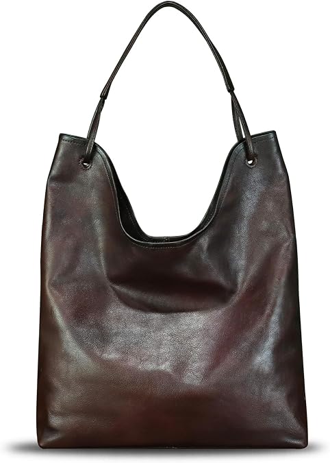 Genuine Leather Hobo Bags for Women Large Tote Bag Vintage Real Leather Shoulder Bag Satchel Purse for Work Notebook