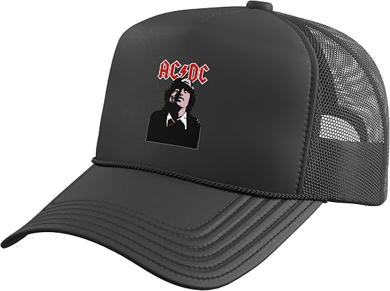 Official AC/DC Merchandise Hide Graphic Rock Trucker Hat with Adjustable Mesh Back