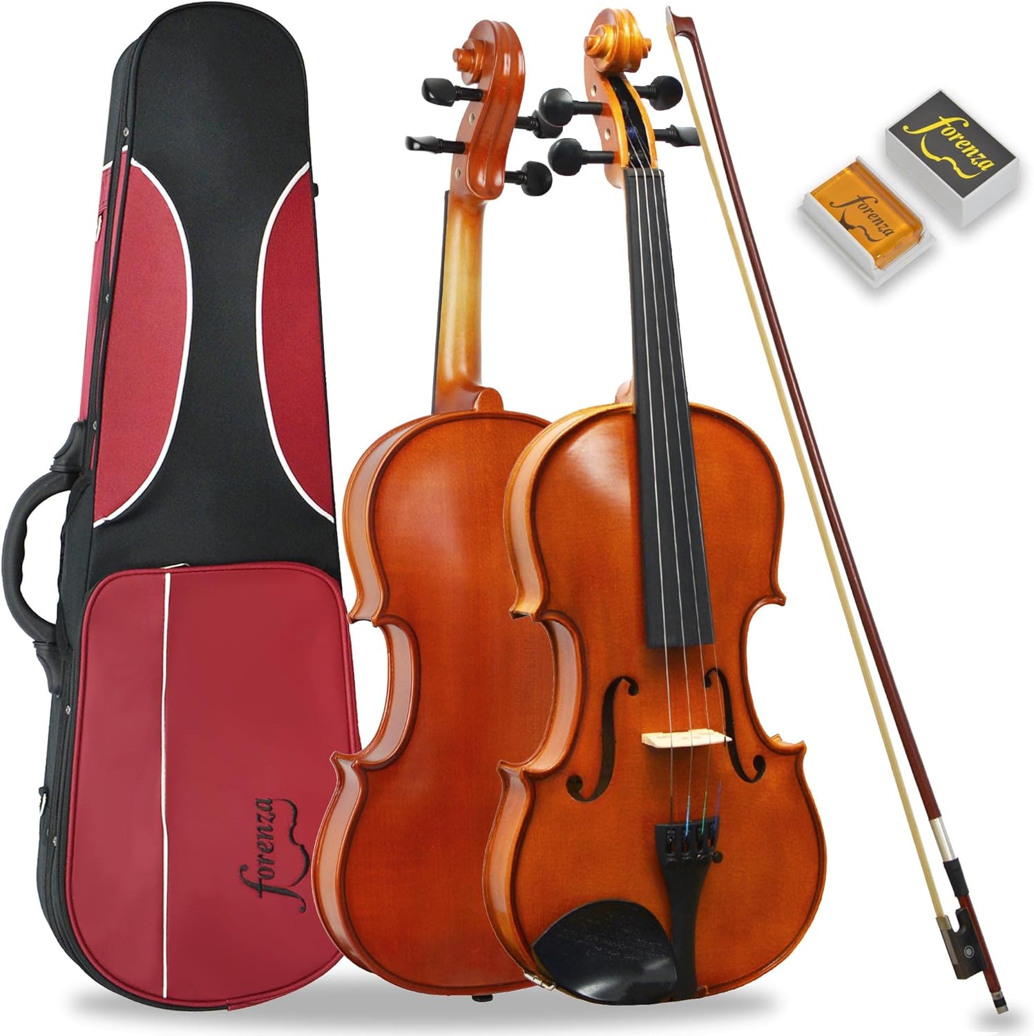 Forenza Prima 2 1/2 Size Violin Outfit with Ebony Fingerboard and Pegs, Lightweight Hard Case, Wood Bow, Rosin, Steel Core Strings