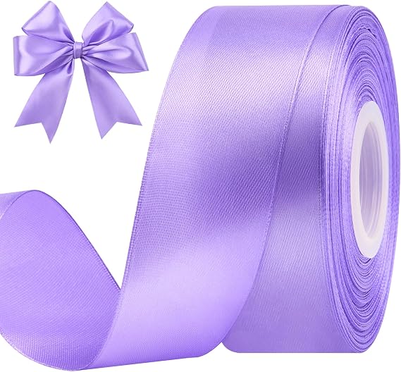 Light Purple Satin Ribbon, 1-1/2 Inches, 50 Yards | For Bows, Flower Bouquets, Gift Wrapping, Wedding, DIY Crafts