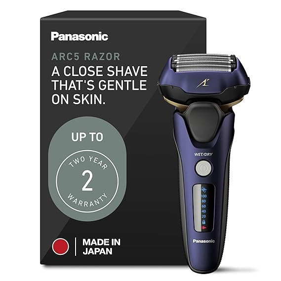 Panasonic ARC5 Electric Razor for Men Face, Wet & Dry Shavers for Men with Foil Shaver, Pop-Up Trimmer, Ultra-Fast 5-Blade, Smart Shave Sensor, 16D Flexible Pivoting Head - ES-ALV6HA (Navy)