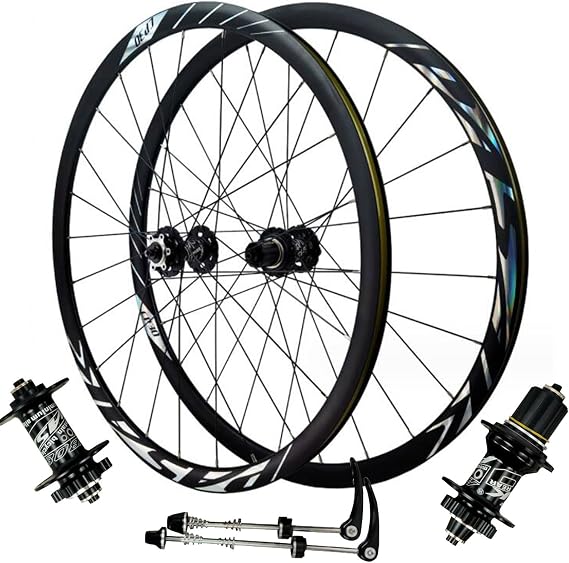 700C Disc Brake Road Wheel Set,Aluminium Alloy Double Wall Rims Quick Release 24H Hub Bike Front and Rear Wheel 1800G (Color : Black, Size : 700c)