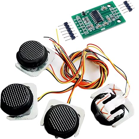 4PCS 50KG Load Cell Weighing Sensor Half-Bridge Strain Gauge Human Body Scale Pressure Sensors + HX711 Amplifier AD Module (4sensor 1module)