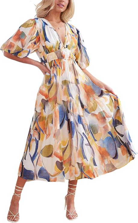 Maxigerui Women's Summer Floral Maxi Dress Spring Wedding Guest Dress 2026