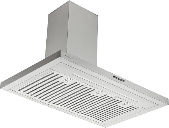 36 Inch Wall Mount Range Hood, 700 CFM Stainless Steel Chimney Vent Hood, Ducted/Ductless Convertible, 3-Speed Push Button Control, Dishwasher-Safe Filters, LED Strip Light