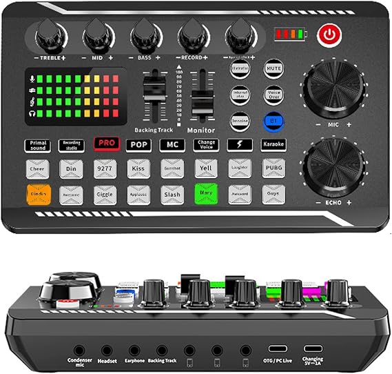 Audio Mixer,Professional Audio Mixer,Voice Changer Sound Board Live Sound Card Bluetooth Noise Reduction Voice Changer Sound Mixer Podcast Equipment for Streaming Podcasting Gaming