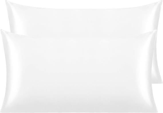 NTBAY 2 Pack Satin King Pillowcases for Hair and Skin, Luxurious and Silky Pillow Cases with Envelope Closure, 20x40 Inches, White