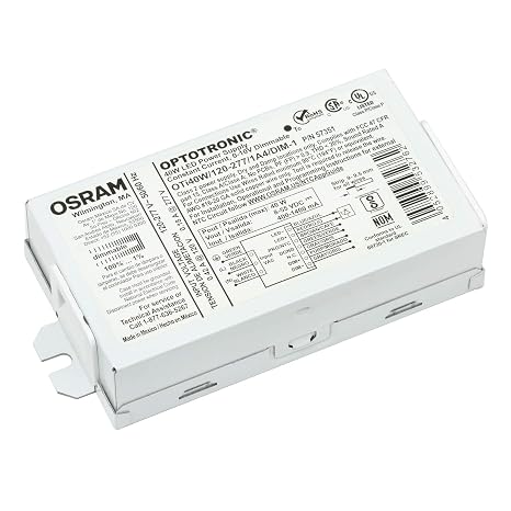 Osram 57351 Optotronic 40W 120/277V AC 50/60Hz Constant Current Dimmable Compact LED Driver OTi 40W/120-277/1A4 DIM-1