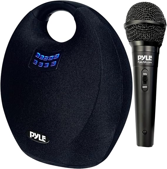 Pyle Wireless Portable Bluetooth Speaker, with Built in Rechargeable Battery, Wired Microphone, Clear Surround Sound, Mini IPX4 Waterproof Speaker for Indoor and Outdoor Activities