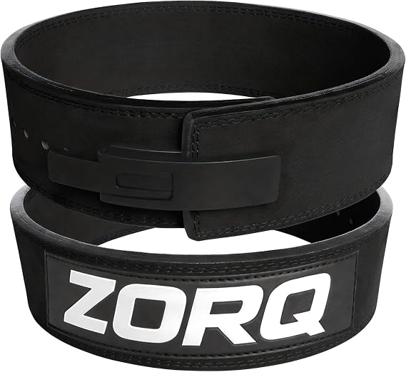 ZORQ Lever Belt Weight Lifting Belt - 10mm Thick 4 Inch Wide Genuine Leather Powerlifting Belt for Men & Women - Professional Gym Belt for Squats, Deadlifts, Bodybuilding & Strength Training