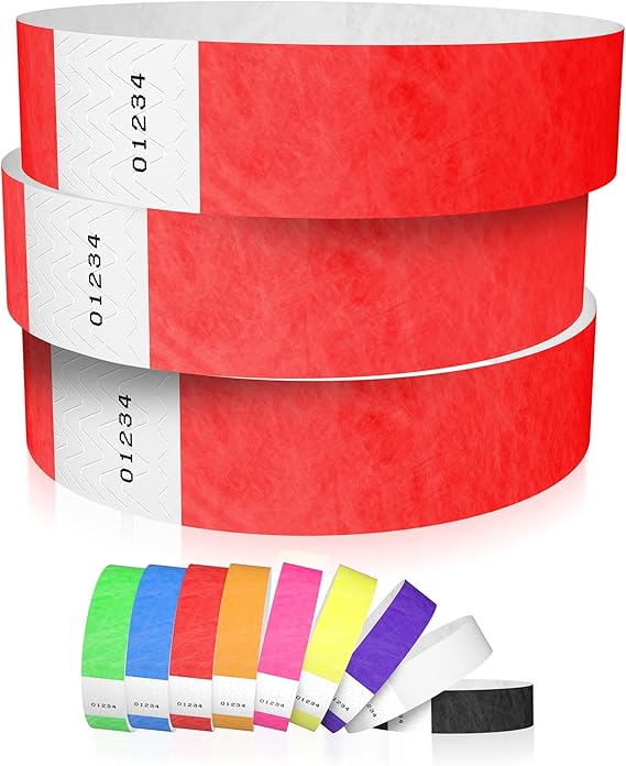 600 WristCo Neon Red Tyvek Wristbands for Events - Tamper-Proof Design | Comfortable Water/Tear-Resistant - USA Made Tyvek Wristband ID Bracelets for Events, Concerts, Party Security, VIP Admission