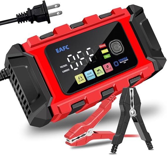 Lithium Battery Charger 12v lifepo4, 6A Lithium Lead Acid Car Trickle Charger, All in 1 Car Battery Chargers 12V, Color Display LED Battery Charger, for Truck Trailer Moto Lawn Mower Boat Batteries