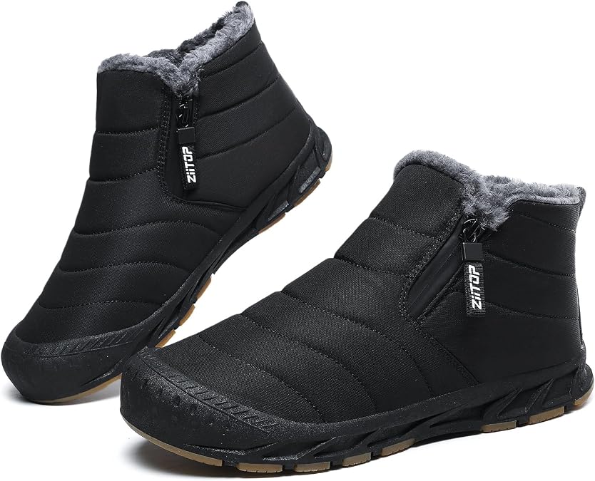 ziitop Snow Boots Mens Waterproof Winter Boots Fur Lined Warm Ankle Boots