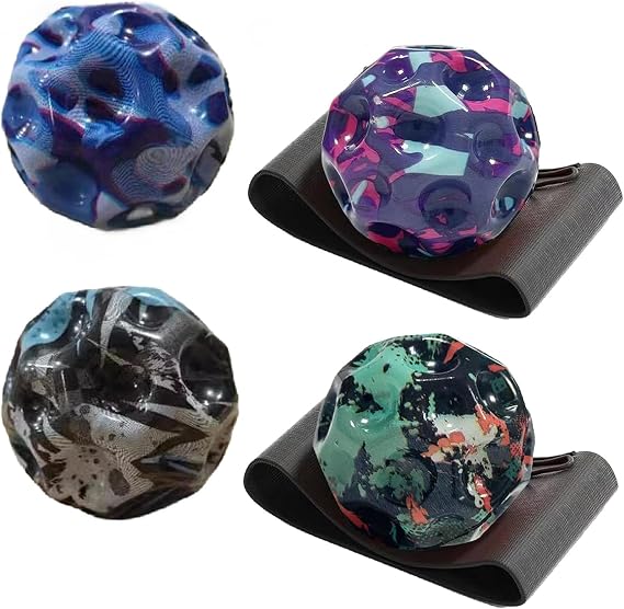 4 PCS Camouflage Bouncy Moon Ball Set, 2 Pieces with Lanyards & 2 Pieces Without, High Elastic High Bouncing Balls, Durable Space Style Balls for Outdoor Sports, Daily Training & Tactile Stress Relief