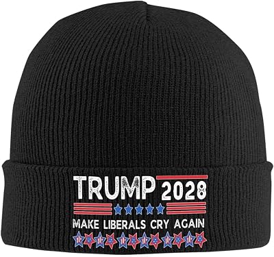Tr-um-p 2028 Donald Tru-m-p 2028 Warm Slouchy Beanie Cap Soft Winter Beanie Hats Unisex Men Skull Knit Hat Cap Black