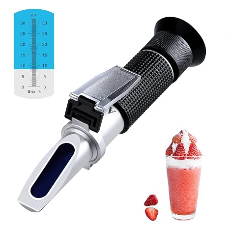 Brix Refractometer with ATC, Handheld Brix Meter Hydrometer 0-32% Portable Sugar Content Reader for Fruits, Saccharimeter Refractometer Set