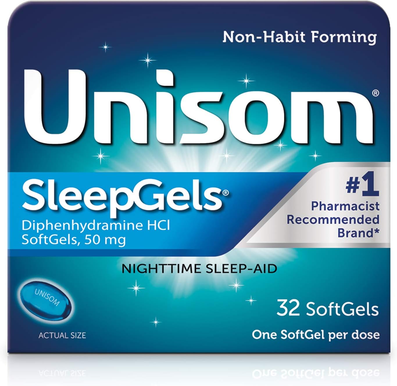 Unisom SleepGels, Nighttime Sleep-aid, Diphenhydramine HCI, 32 SoftGels