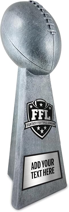 Fantasy Football Trophy 2026 Customizable with Silver Plate - Vince Replica Championship Trophies Award for FFL League Winners Custom Engraving on Lombardi Style Award