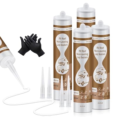 RV Roof Sealant, Non-Leveling Lap Sealant White, Waterproof Flexible Non-Cracking RV Sealant and Caulking Vertical Surface - 10.1 oz,4 Packs