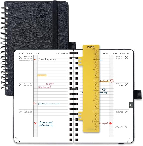 POPRUN 2026-2027 A6 Academic Diary Week to View Soft Cover Spiral