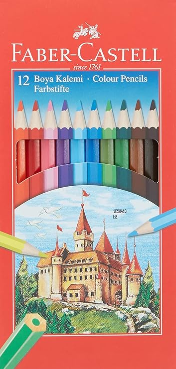 Faber-Castell Cardboard Box Colored Crayons, 12 Colors, Soft and Vibrant Colors, Easy to Open, Break-Resistant Inserts, Special Bonding System That Increases End Breakage Resistance