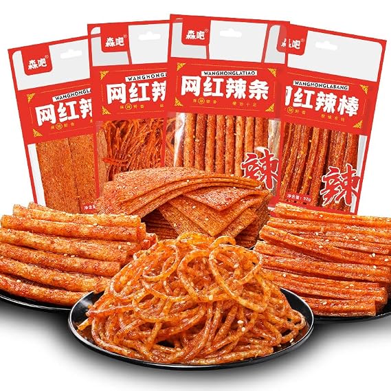 Hunan Latiao, Spicy Strips 92g/bag, Childhood Nostalgia Snack Gift, Chinese Handmade Spicy Slices Spicy Sticks Gluten, Instant Net Celebrity Spicy Snacks (Hot Slice,1 bag)