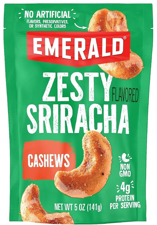 Emerald Zesty Sriracha Seasoned Cashews, 5oz Resealable Bag