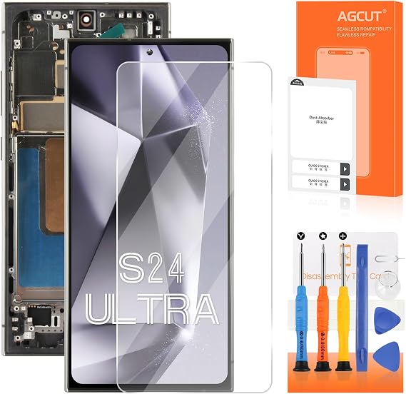 OLED for Samsung Galaxy S22 Ultra 5G Screen Replacement for Samsung S22 Ultra LCD Display SM-S908B SM-S908U LCD Digitizer Touch Screen Assembly Black with Frame(EUR Version,Support Fingerprint)
