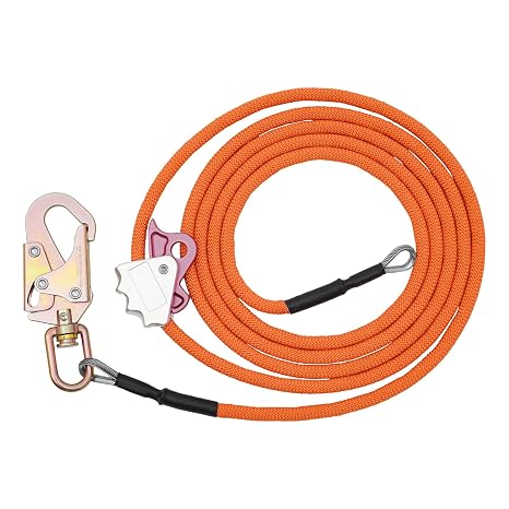 Steel Wire Core Flip Line Kit 1/2in 14FT Wire Core Flipline with Triple Lock Carabiner and Steel Swivel Snap Wire Core Flipline System for Arborists Climbers Tree Climbers, Overhead Workers