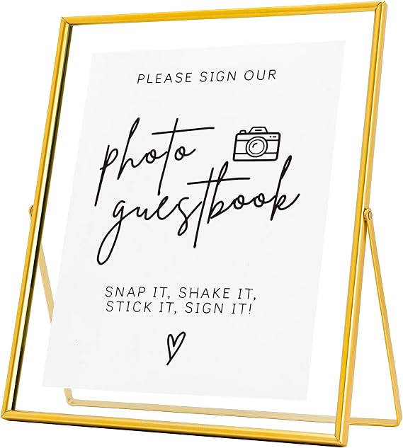 Calculs Wedding Photo Guest Book Sign, 10x12 Gold Floating Picture Frame