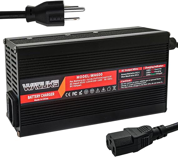58.8V 10A Li-ion Battery Charger Used for 14S 52V 51.8V Lithium Battery Pack Charger with Cooling Fan Smart Charger Output C13 PING Connector