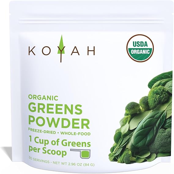 KOYAH - Organic Greens Blend Powder, Freeze-Dried: 30 Servings