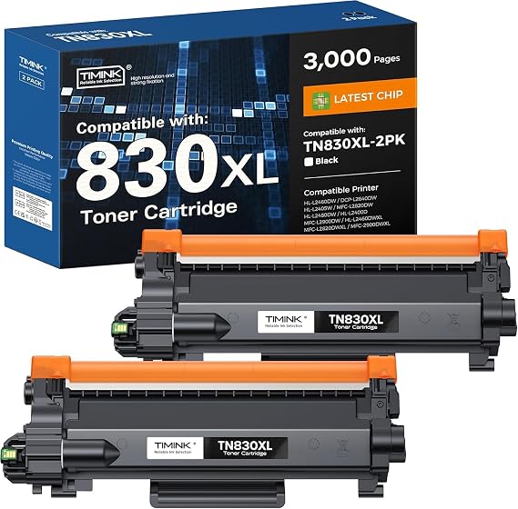TN830XL Toner Cartridge Replacement for Brother TN830XL TN830 2 Pack