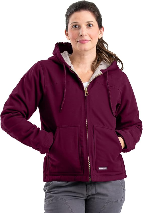 Berne Women's Sherpa-Lined Softstone Duck Hooded Jacket