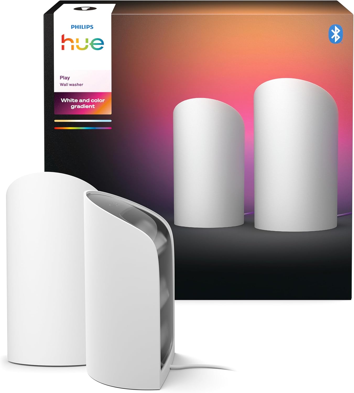 Philips Hue Flare 2-Pack Smart Wall Lighting - White - Color light, ColorCast technology, Bluetooth compatible, voice control with Alexa, Apple Home and Google Assistant