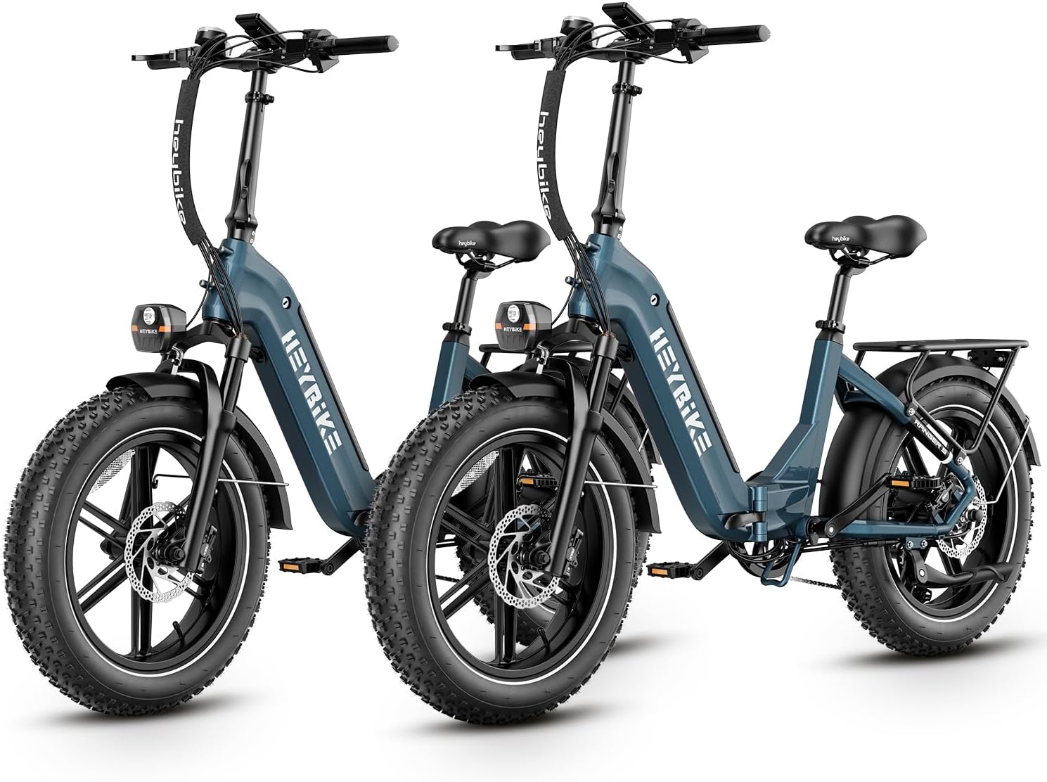 Heybike Ranger S Electric Bike for Adults, Foldable 1400W Peak Motor Ebike, 20 x 4.0 Fat Tire Step-Thru Electric Bicycle, 48V 14.4AH Removable Battery Commuter E Bike, 7-Speed Hydraulic Fork