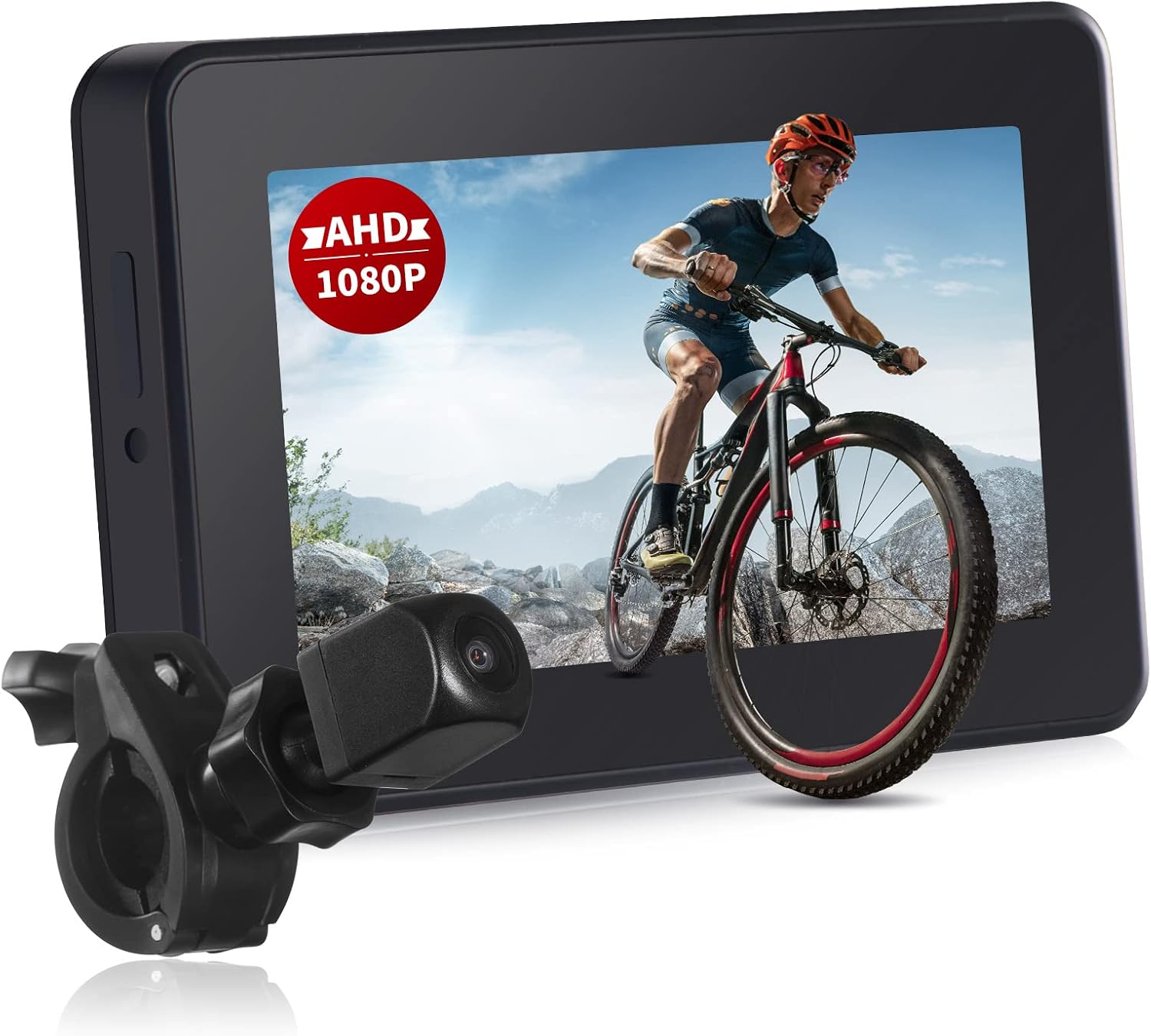 Bike Camera Front and Rear View Bicycle Camera Mirror 1080P 4.3 Monitor 110° Adjustable Wide 360°Rotatable with Color Night Vision Electric Bike Accessories
