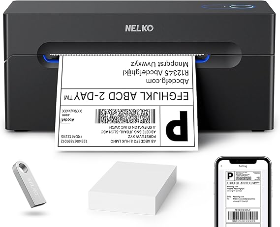 Nelko Bluetooth Thermal Shipping Label Printer, 4x6 Thermal Label Printer