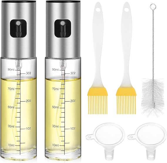 Pack of 2 Oil Sprayer for Cooking Oil 100 ml Glass Oil Spray Bottle for Airfryer Oil Sprayer for Hot Air Fryer Oil Spray for Hot Air Fryer Oil Atomiser Air Fryer Oil Spray Spray Oil Spray for Cooking