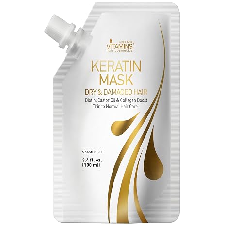 Vitamins Haarmaske Keratin Haarkur Behandlung - Biotin Castor Oil Collagen Protein & Kokosöl Deep Conditioner für geschädigtes dünnes trockenes strapaziertes Haar (Travel Size)