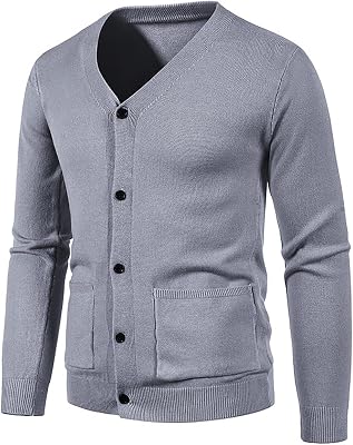 Mens Cardigan Sweaters Button Down Knit Sweater Long Sleeve V Neck Cardigan Slim Fit Cardigan Sweaters Winter Outfits