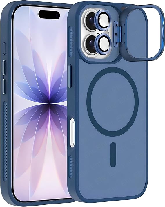 Ehr. iPhone 17 ile Uyumlu Magsafe Wireless Şarj Özellikli Kamera Standlı Lüks Mat Silikon Kılıf [Lens Koruyucu Hediyeli] (Laciver, iPhone 17)