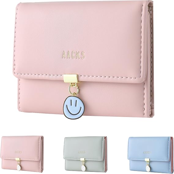 AACKS Smile Wallet for Little Girls and Women - Small, Preppy, Aesthetic Y2K Style With Smile Pendant