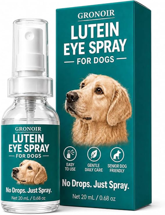 Lutein Eye Spray for Dogs, Fine Mist Dog Eye-Area Care with Marigold, Vitamin E & Bilberry, Easy Daily Grooming Routine for Mature Dogs